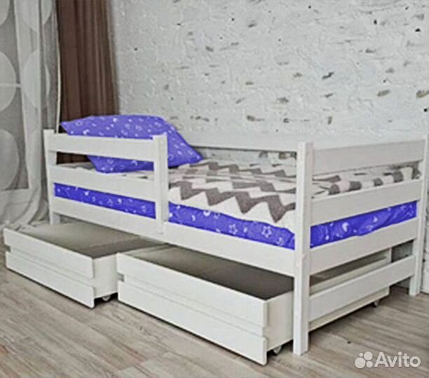 Кроватка софа эко берёза высокий борт детская