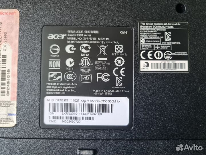 Ноутбук acer 5560