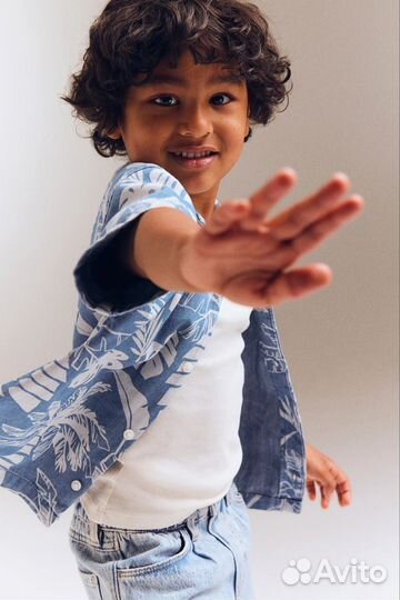 Рубашка джинсовая 122 128 h&m новая