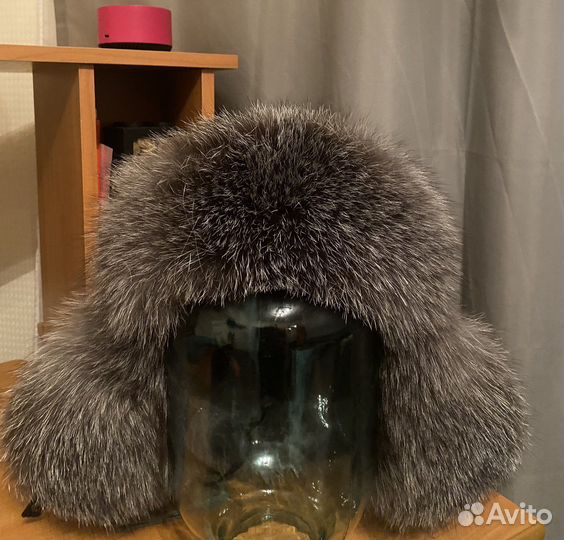 Шапка ушанка с мехом из чернобурки