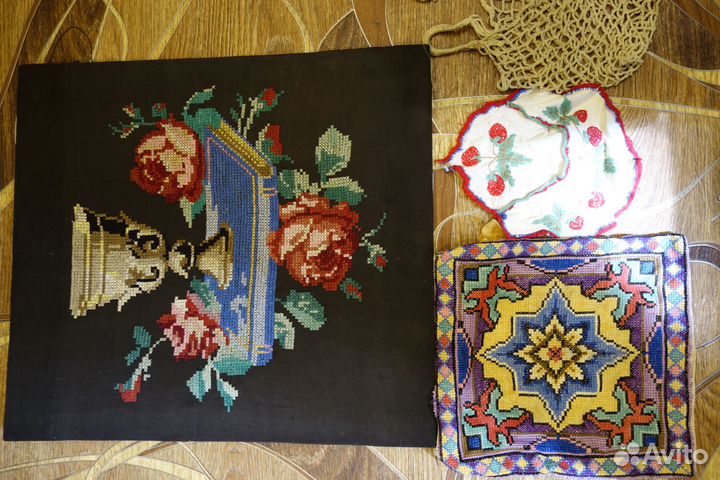 Вышивка большая 49-53см старая 3 шт