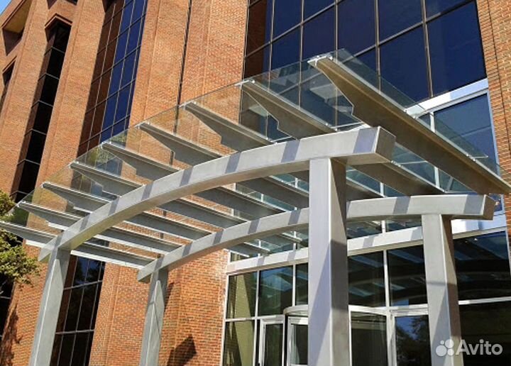 Козырек из стекла на подвесах