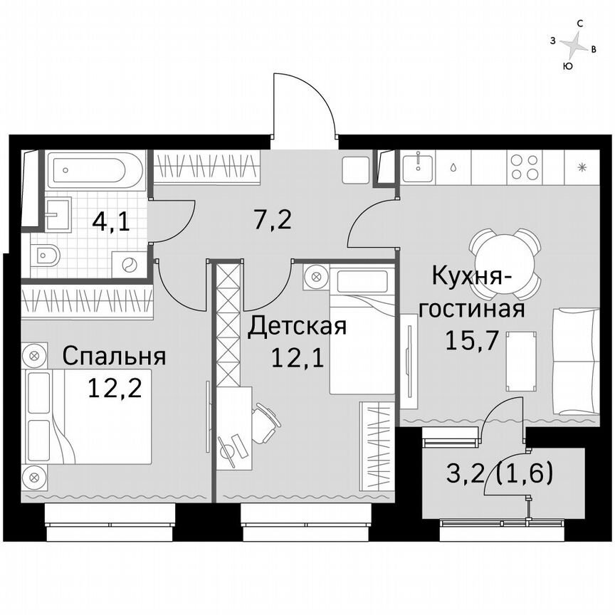 2-к. квартира, 52,6 м², 34/34 эт.