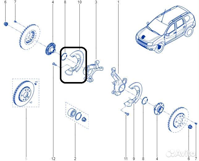 Кожух тормозного диска передний правый Renault