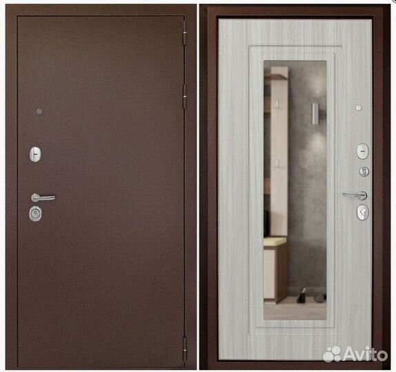 Двери входные с зеркалом