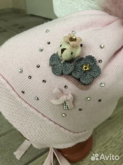 Теплая осенняя шапка на 3 года для девочки