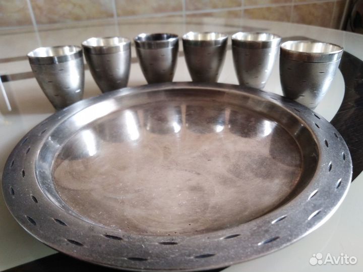 Винтажный коньячный набор, мельхиор, СССР,1974 г