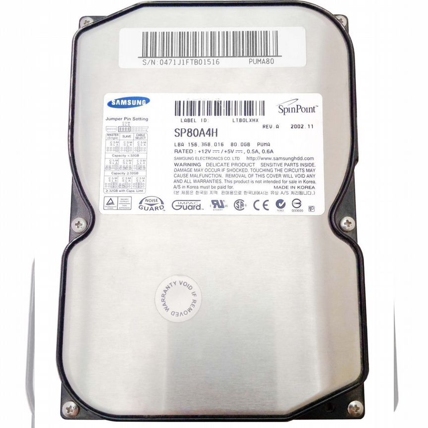 [SP8004H] Жесткий Диск Samsung Sp80a4h 80gb 7200 Ide 3,5" Sp8004h