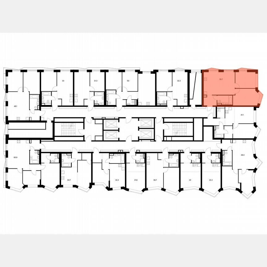 2-к. квартира, 55,7 м², 25/31 эт.