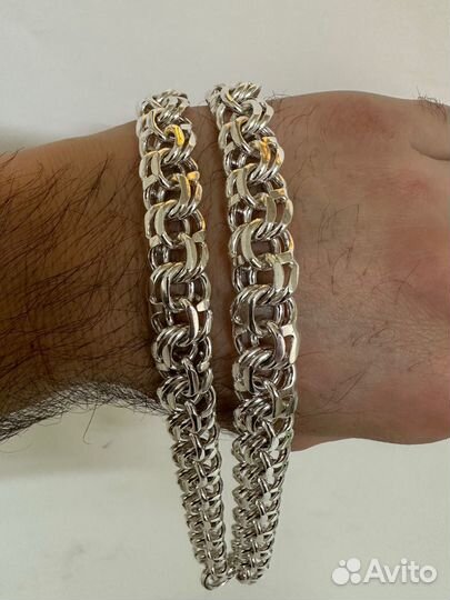 Мужская серебряная цепь 159гр 65см
