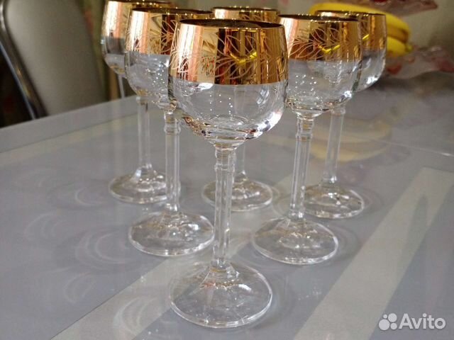 Рюмки на изящной ножке в золоте 6 шт