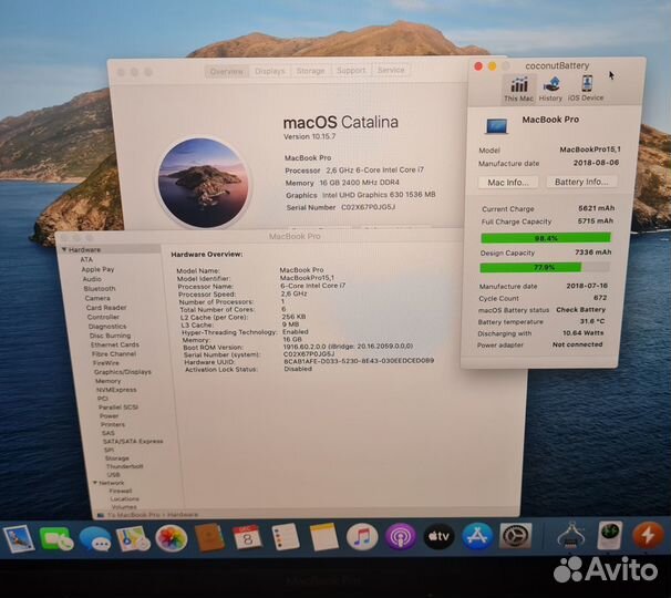 Macbook pro 15 2018 i7 + чехол+ USB hub