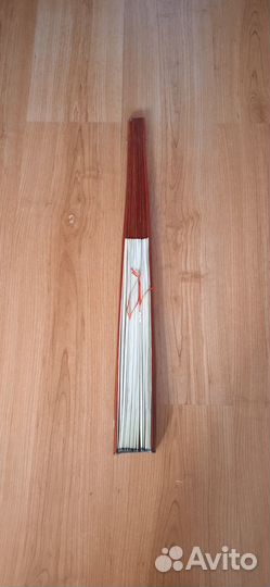 Веер большой ручная роспись дерево 64 см