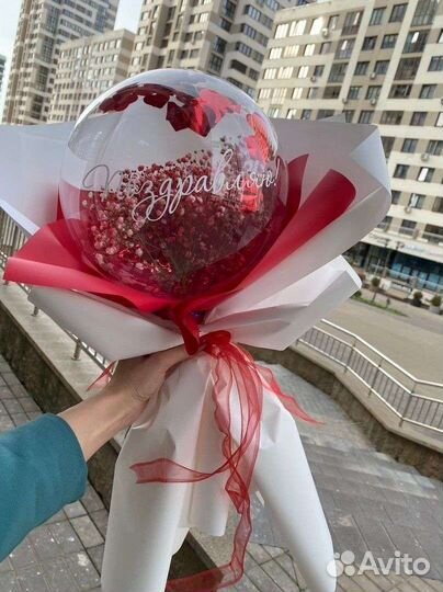 Живые розы, цветы в шаре