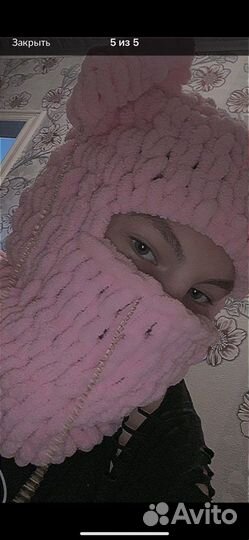 Балаклава вязаная с ушками