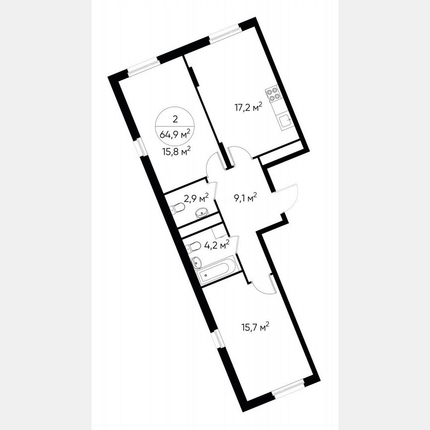 2-к. квартира, 64,9 м², 13/17 эт.