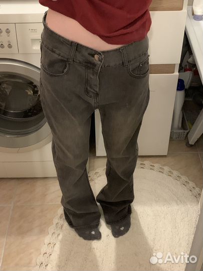 Джинсы клеш y2k серые