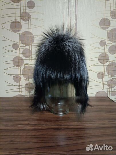 Шапка женская из чернобурки вязанная