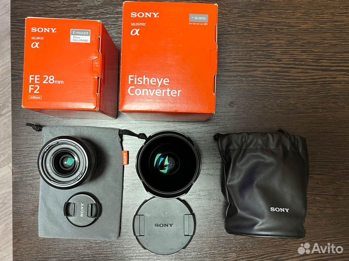 Объектив FE sony 28mm f2 + fisheye конвертер