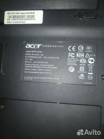 Ноутбук acer 5670