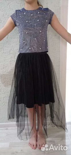 Юбка и топ для девочки ростом 128-134