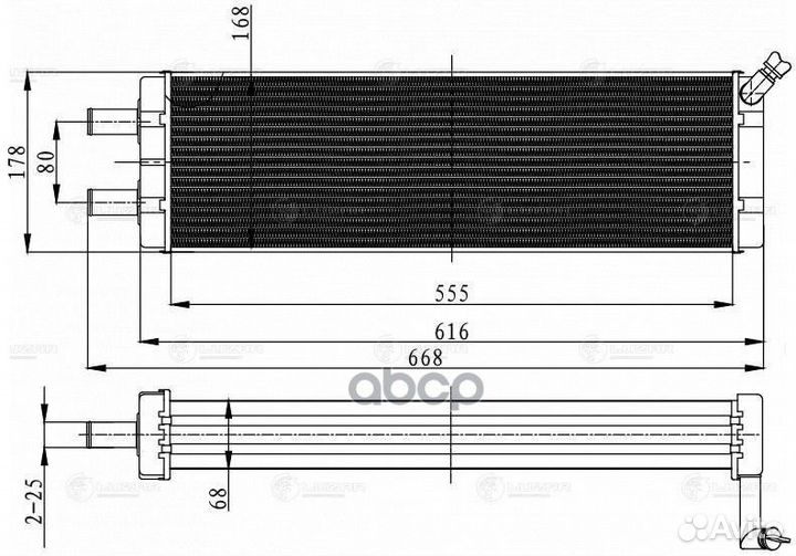 LRH1203 радиатор отопителя Al, 555х168х68мм, а