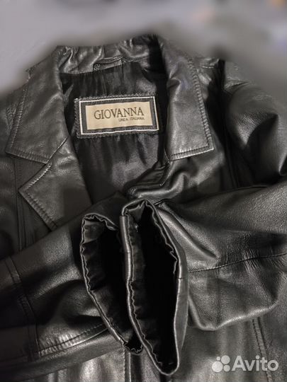 Кожаный пиджак женский удлинённый, Италия, 48-50