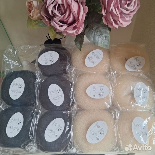 Бублик для волос 9,5 см белые/коричневы /черные