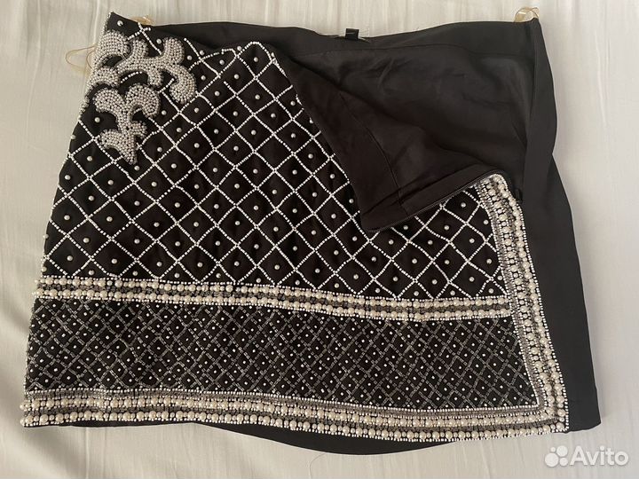 Юбка мини с бисером