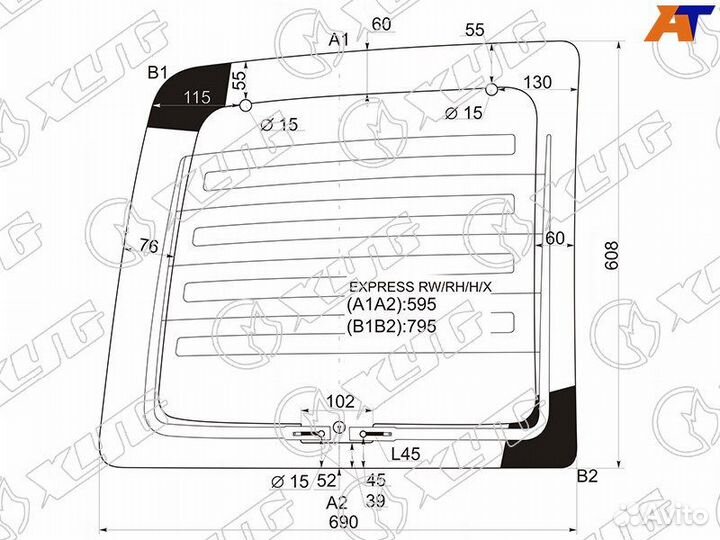 Стекло двери багажника правое Chevrolet Express