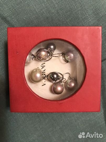 Серьги из серебра 925 пробы с жемчугом Majorica