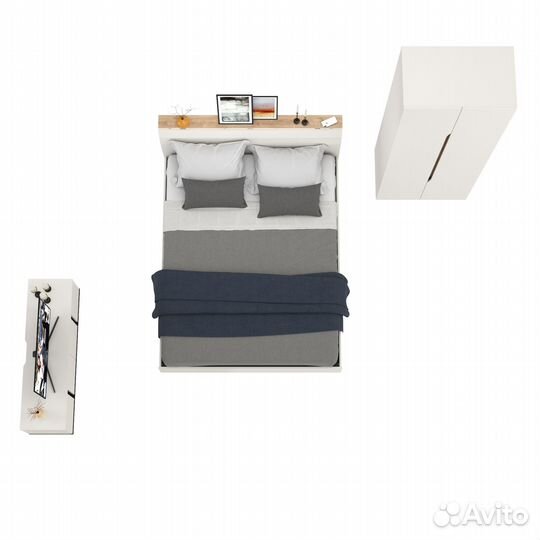 Спальня Моби Муссон №18 цвет белый/дуб эндгрейн элегантный