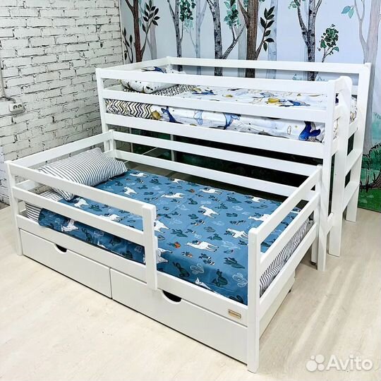 Детская кровать выкатная для двоих детей