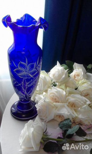 Ваза. Стекло/Богемия. Винтаж. Роскошная