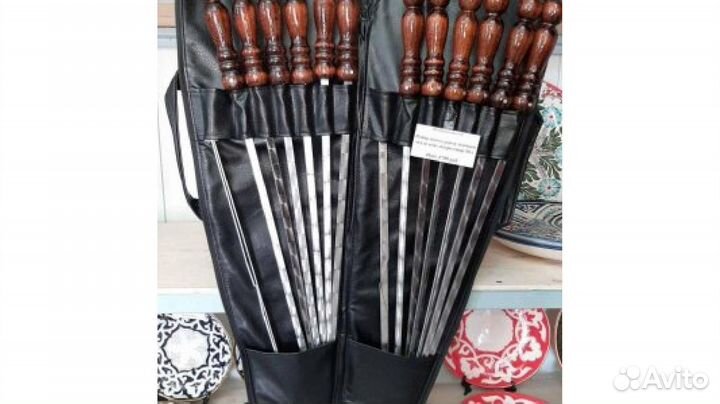 Двойной набор шампуров в кожзам чехле 50 см