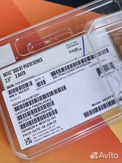 Новый серверный ssd intel 3,84tb ssdpf2kx038tz01