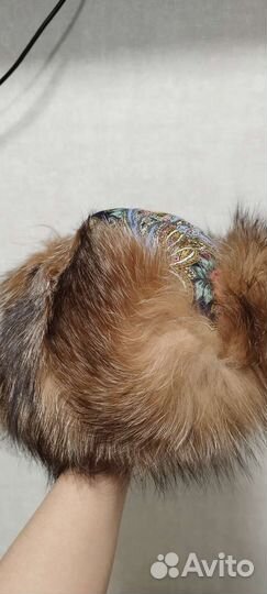 Шапка ушанкас мехом лисы