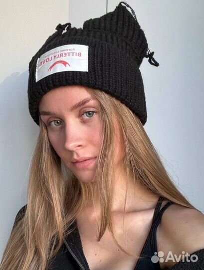 Шапка с ушками на флисе