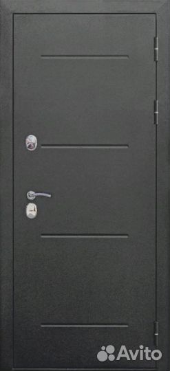 Дверь isoterma Букле чёрный Зеркало maxi Бетон