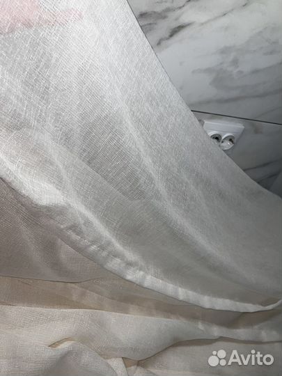 Тюль новый на шторной ленте лён