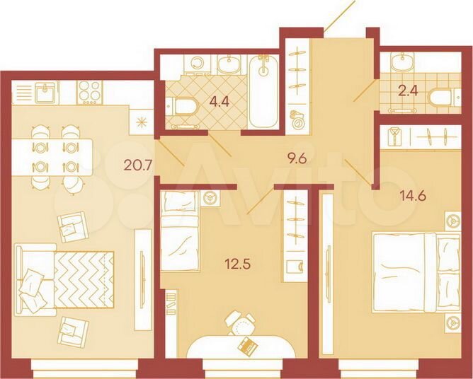 3-к. квартира, 64,2 м², 12/18 эт.