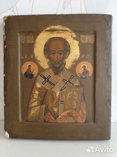 Старинная Икона Николай Чудотворец 36х30