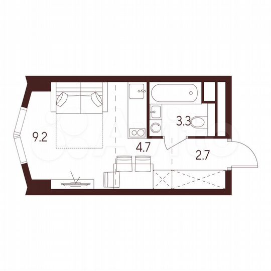 Квартира-студия, 19,9 м², 6/28 эт.