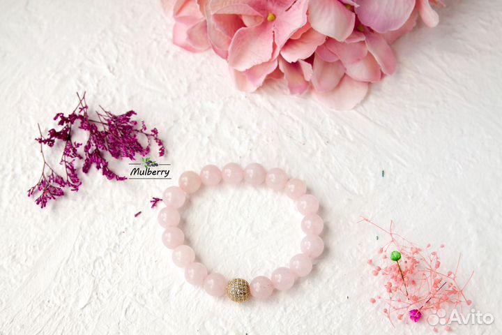 Браслет из розового кварца