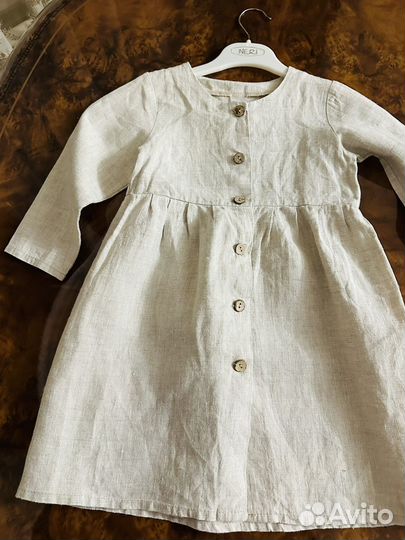 Платье льняное на левочку 3-4 лет + кост в подарок