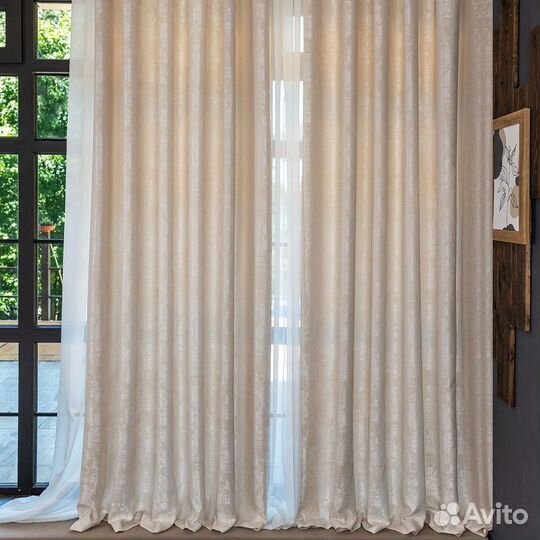 Шторы мраморные Зарина молочный