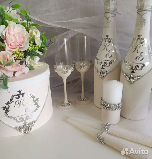 Свадебный набор,шампанское,свечи