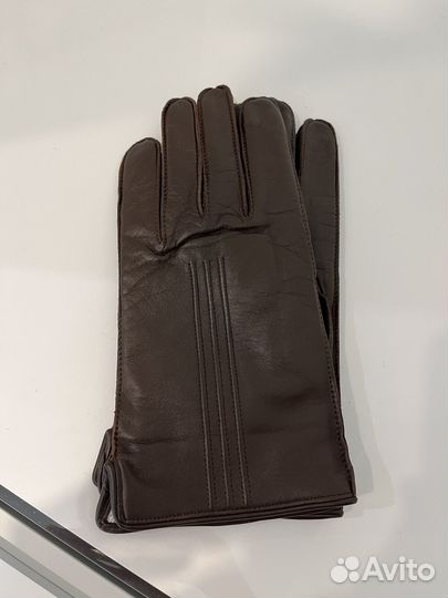 Мужские кожаные перчатки коричневые
