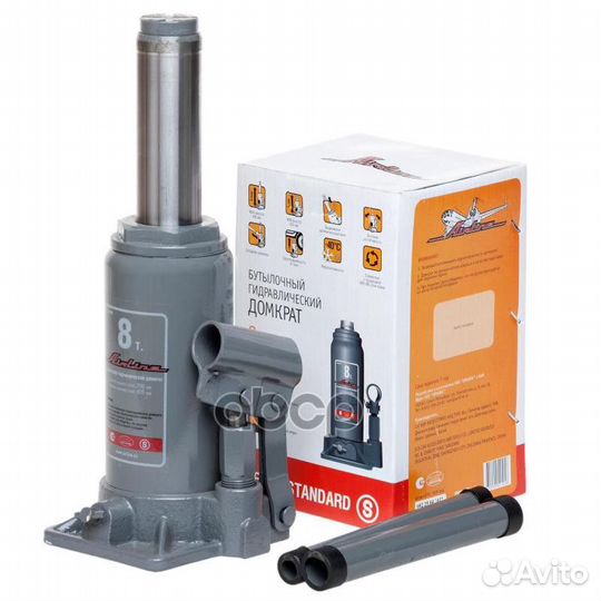 AJ-B-08S домкрат бутылочный 8т, min 200мм, max