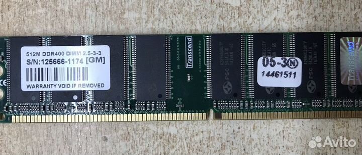 Оперативная память Transcend 512M DDR400 dimm 2.5
